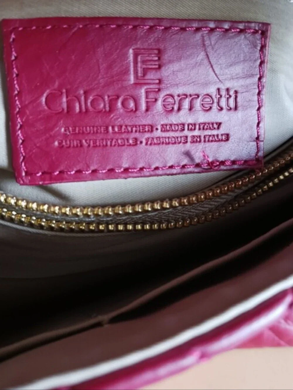 Chiara Ferretti Dark Red Quilted Genuine Leather Shoulder/ Crossbody Bag,